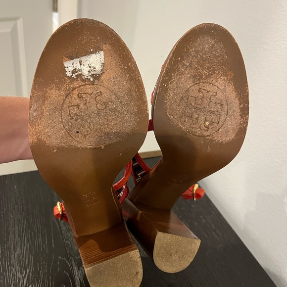 Tory Burch red and black block wedge heel - Picture 3 of 3